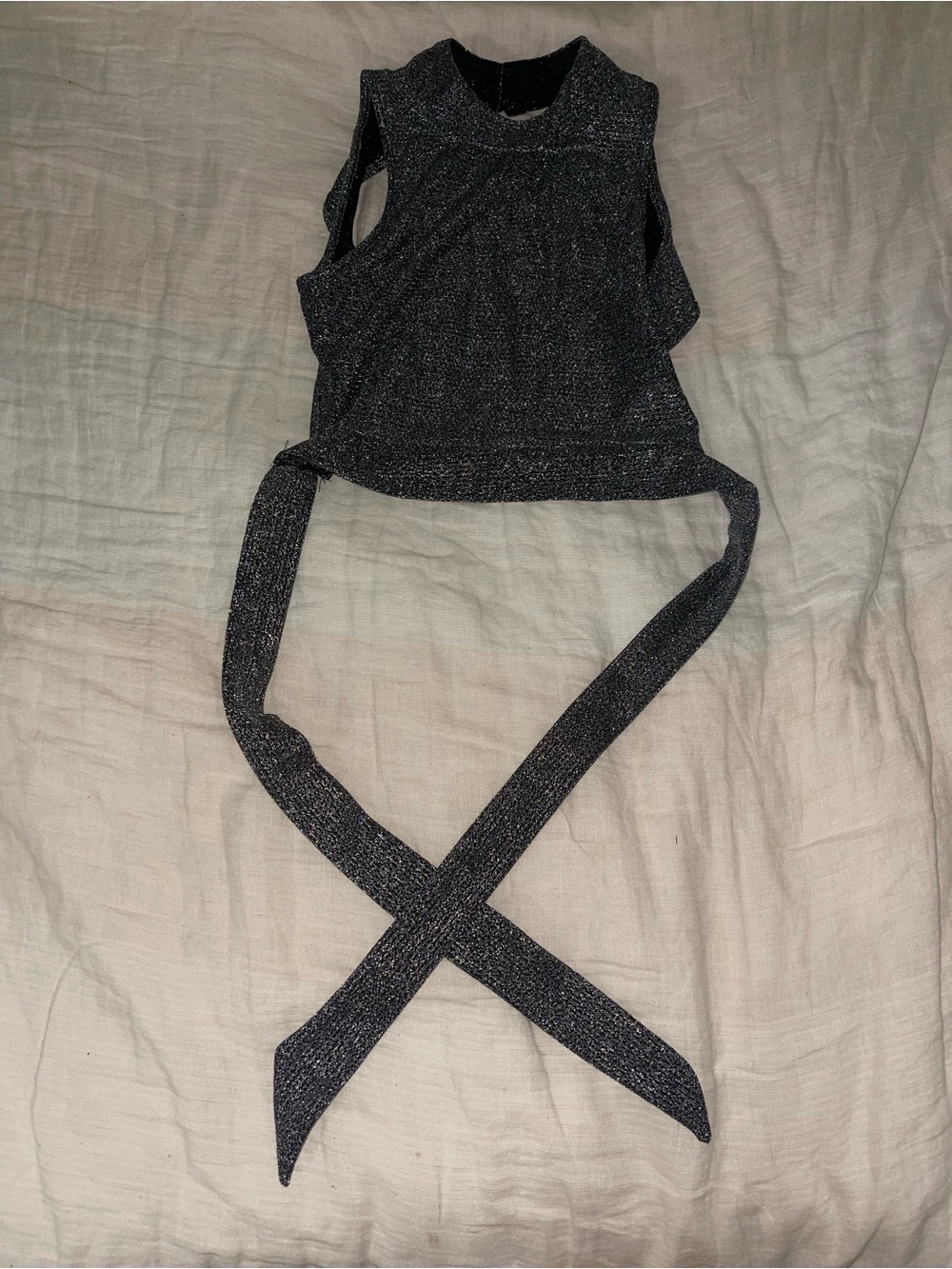 Metallic Black Tie-Back Crop Tank - Women Intimates & Sleepwear